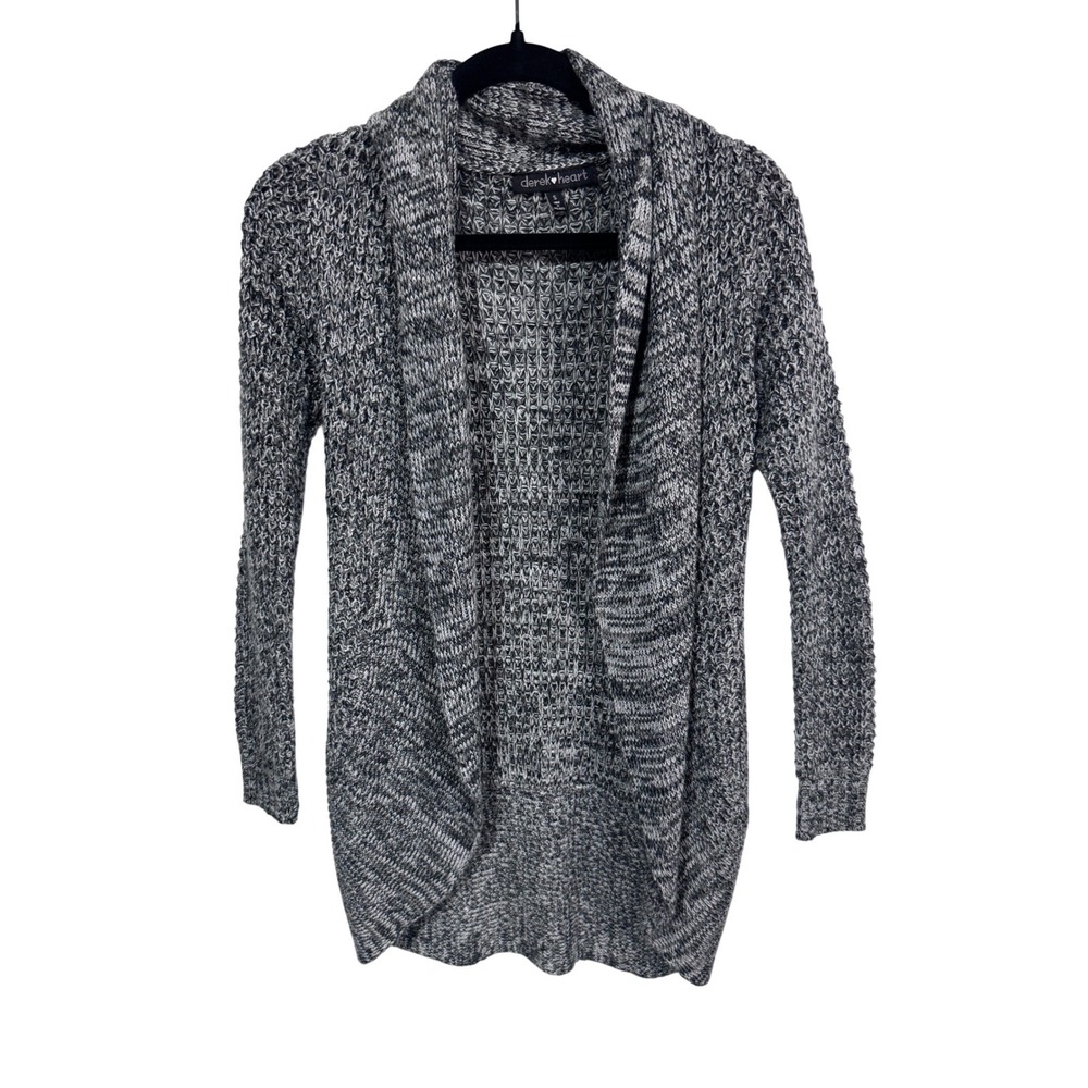 Derek Heart Open Front Knit‎ Cardigan Sweater Grey Marled Size Small